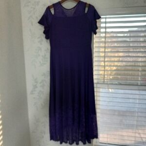 Beautiful L Cold Shoulder Butterfly Sleeve Pullover Maxi Dress in Royal Purple